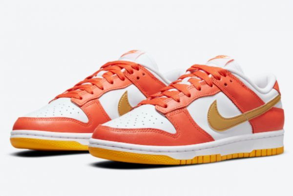 2021 Newest Nike Dunk Low Golden Orange White-Gold DQ4690-800-2