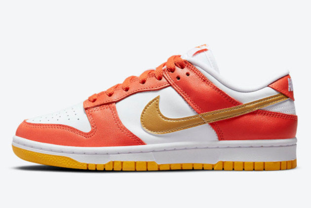 2021 Newest Nike Dunk Low Golden Orange White-Gold DQ4690-800