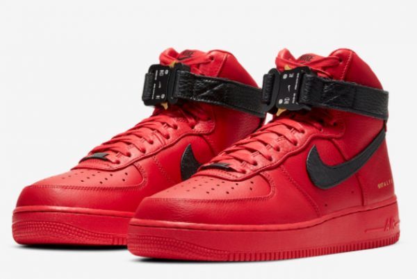 Alyx x Nike Air Force 1 High University Red Black Shoes CQ4018-601-2