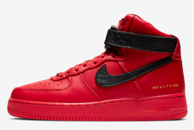 Alyx x Nike Air Force 1 High University Red Black Shoes CQ4018-601