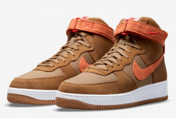 Buy Nike AF1 Air Force 1 High Wheat Orange Canvas DH7566-200-2