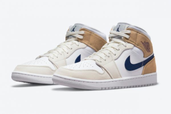 Cheap Air Jordan 1 Mid White Tan Multiple Materials DO6726-100-2