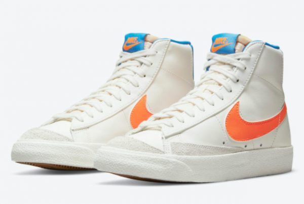 Cheap Nike Blazer Mid 77 White Bright Orange-Blue DQ4692-100-2