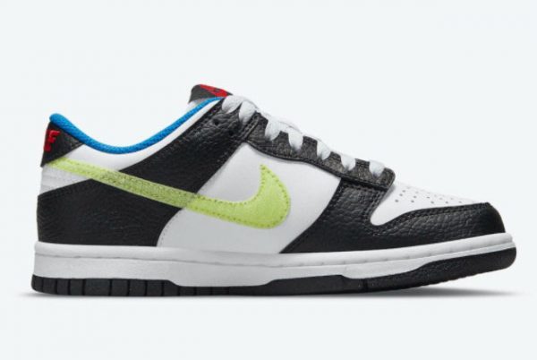 Nike Dunk Low GS Hangtag Black White Volt Swooshes DQ0977-100-1