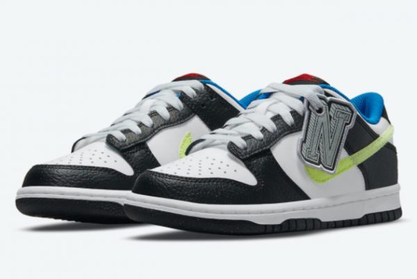 Nike Dunk Low GS Hangtag Black White Volt Swooshes DQ0977-100-2