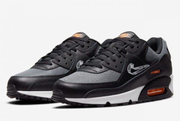 Nike Air Max 90 Black/Orange-White With 3D Swooshes DR5642-001-2