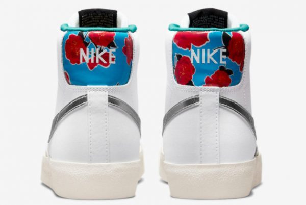 Nike Blazer Mid GS White Silver Floral On Sale DQ7773-100-3