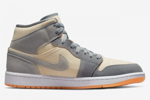 2022 Air Jordan 1 Mid Grey Suede Cream On Sale DN4281-100-1