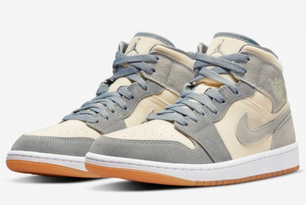 2022 Air Jordan 1 Mid Grey Suede Cream On Sale DN4281-100-2