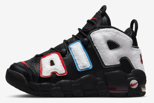 Cheap Nike Air More Uptempo GS Black White Fleece Material DQ7780-001