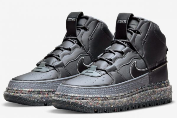 Grade School Nike Air Force 1 Boot Crater Dark Smoke Grey Black DD0747-001-2