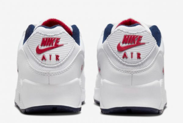 Men and Women's Nike Air Max 90 Paris White Navy Red DJ5414-100-3