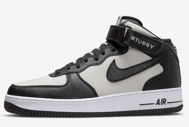 Stussy x Nike Air Force 1 Mid White Black For Sale DJ7840-002