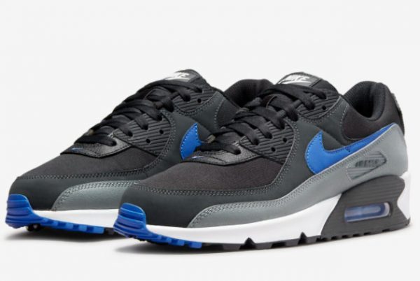 Blue Swooshes Nike Air Max 90 Black Grey-Blue DH4619-001-2