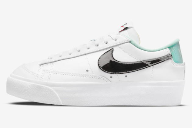 Nike Blazer Low Platform White/Mint Foam-Siren Red-Metallic Silver DQ7654-100