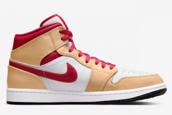 2022 Air Jordan 1 Mid Beige Red Basketball Shoes 554724-201-1