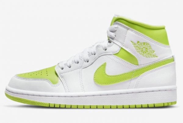 2022 Air Jordan 1 Mid White Lime Basketball Shoes BQ6472-131