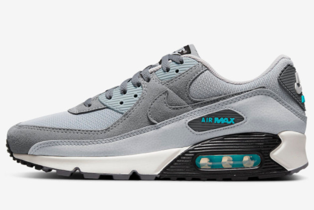 Nike Air Max 90 Grey Black-Aqua For Sale DM0029-002