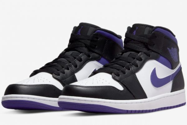 Where To Buy Air Jordan 1 Mid White Black and Purple 554724-095-2