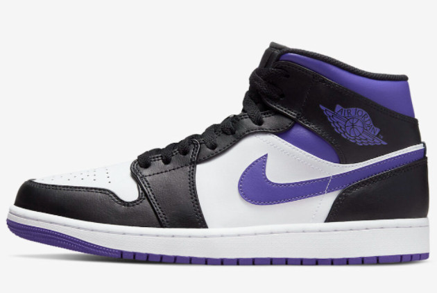 Where To Buy Air Jordan 1 Mid White Black and Purple 554724-095