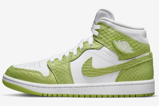 2022 Air Jordan 1 Mid SE Green Python Sneakers For Sale DV2959-113