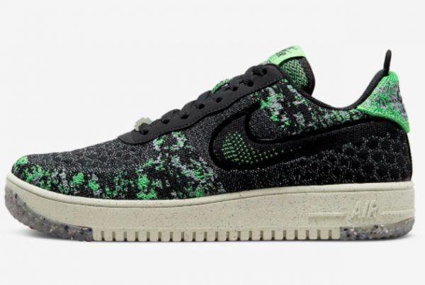 2022 Nike AF1 Air Force 1 Crater Flyknit Black Volt Trainers DM0590-002