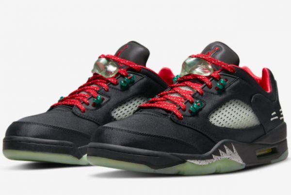 CLOT x Air Jordan 5 Low Black/Classic Jade-Fire Red-Metallic Silver DM4640-036-2