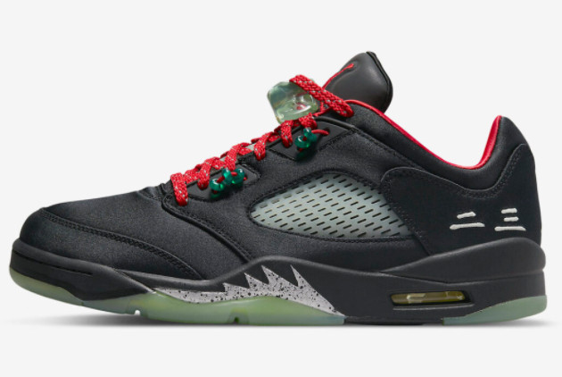 CLOT x Air Jordan 5 Low Black/Classic Jade-Fire Red-Metallic Silver DM4640-036