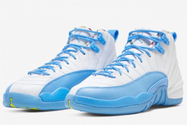 2022 New Air Jordan 12 Emoji White University Blue On Sale DQ4365-114-2