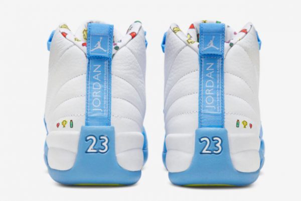 2022 New Air Jordan 12 Emoji White University Blue On Sale DQ4365-114-3