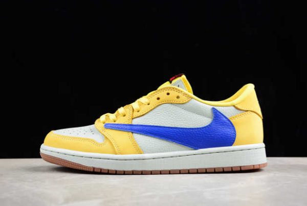 Where to Buy The DZ4137-700 Fragment x Travis Scott x Air Jordan 1 Low Canary 2024 Basketball Shoes