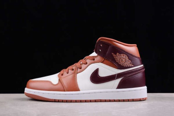 2024 Air Jordan 1 Mid Dusty Peach Night Maroon BQ6472-200